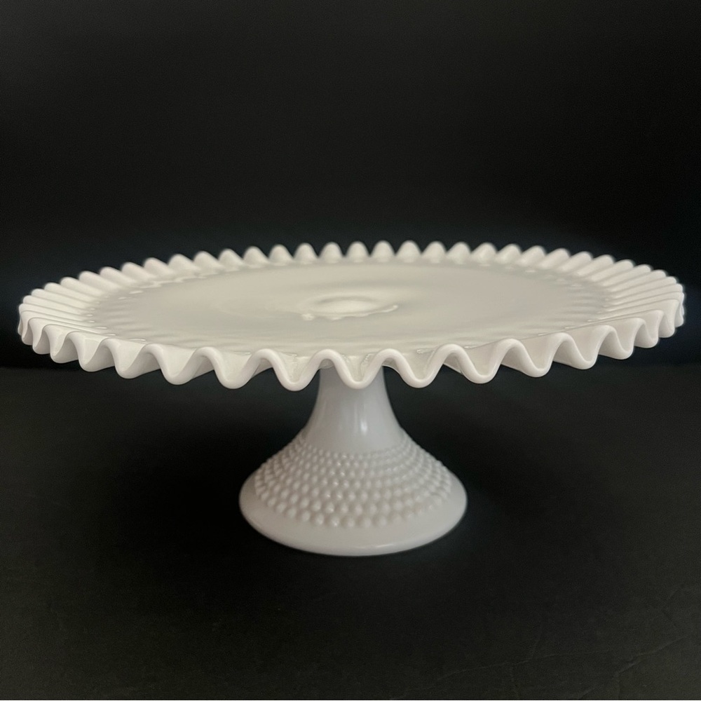Fenton Milk Glass Cake Stand 13” White Pedestal - Picture 8 of 16